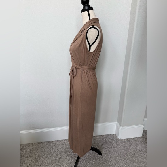 Anthropologie Porridge Sleeveless Taupe Wrap Dress - Picture 5 of 11